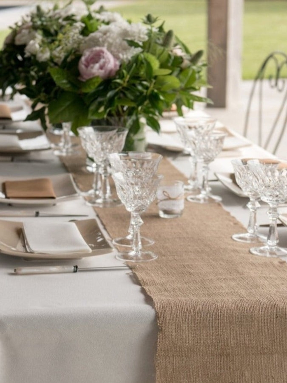Neutral Burlap Table Runner Set Of 2 1feet × 7 Feet